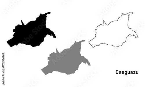 Map of Caaguazu Department, a region in Paraguay. Map in black, gray, and outline