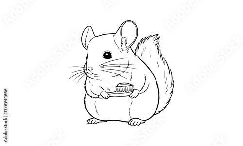 A charming illustration depicts a chinchilla holding a tiny toothbrush. 