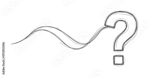Hand drawn question mark symbol with wavy line