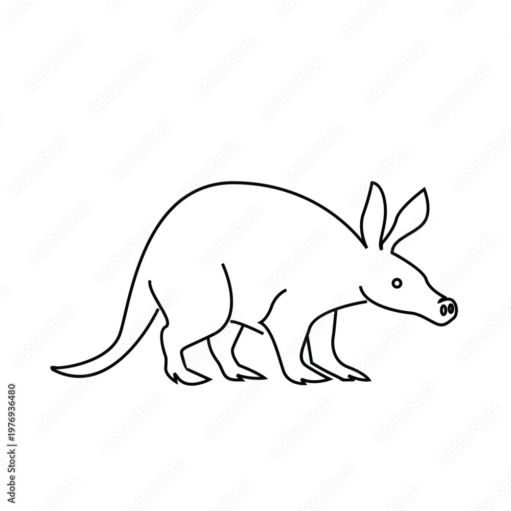 Obraz premium Aardvark Line Art Illustration Isolated on White Background