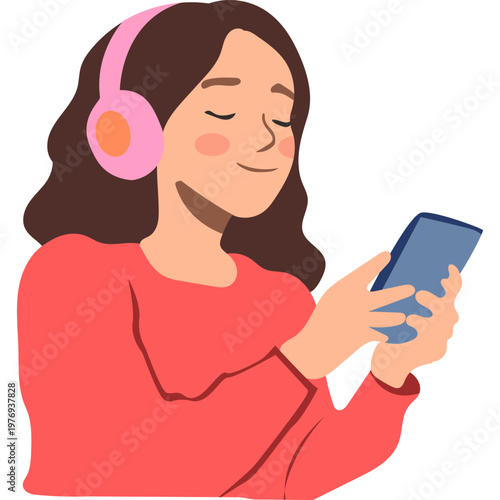 Relaxed Person Listening to Music with Headphones Illustration