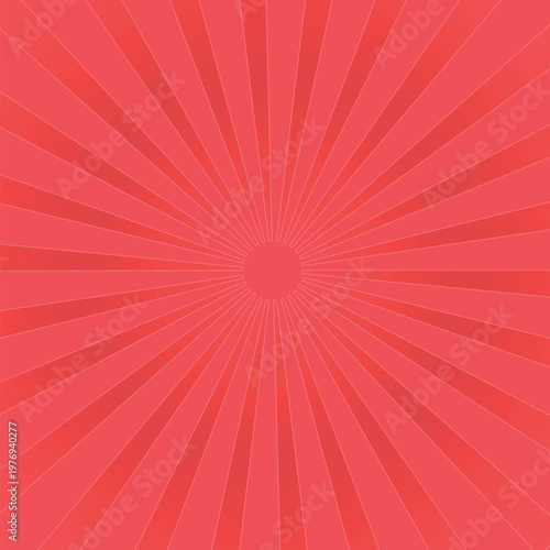Abstract red sunburst background with radial light rays and bright starburst Backfriday bannar vector illustration for a retro backdrop design featuring orange glow and soft texture pattern 