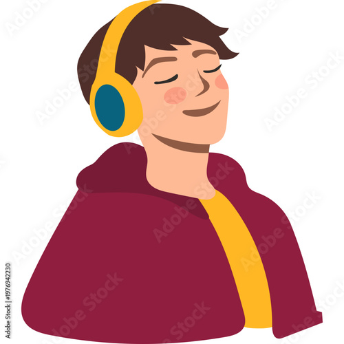 Relaxed Person Listening to Music with Headphones Illustration