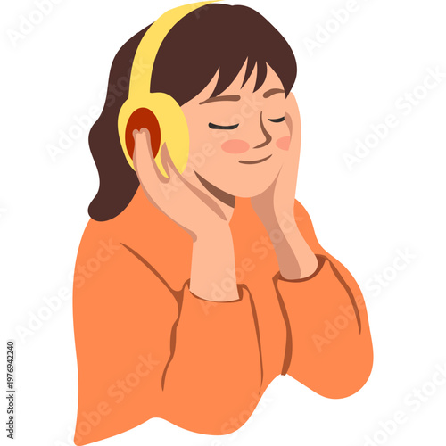 Relaxed Person Listening to Music with Headphones Illustration