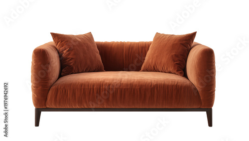 Canvas-taulu Terracotta Velvet Loveseat with Two Square Cushions