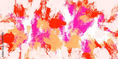 Schilderij op canvas Abstract warm pink and orange thick acrylic paint dab texture background for mod