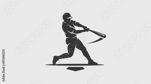 Baseball Player Swinging Bat Silhouette