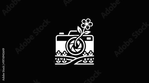 Camera with Floral Lens and Garden Symbol
