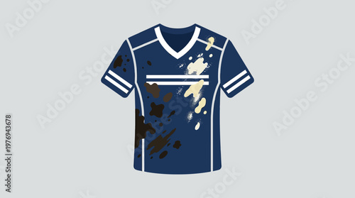 Dirty Blue Soccer Jersey with Splatter