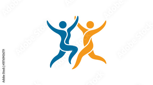 Abstract Athletes Dancing Together in Celebration