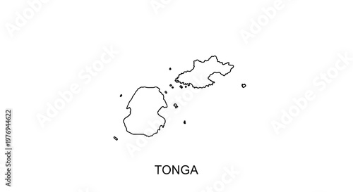 A simple black and white outline map depicts the island nation of Tonga in the pacific