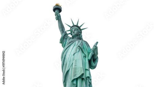 Green Statue of Liberty Holding Torch with Crown and Robe