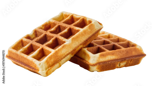 фотографія Golden brown square grid waffles stacked diagonally