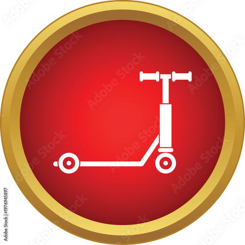 Kick scooter icon presented in a red circle creating a visual for transport