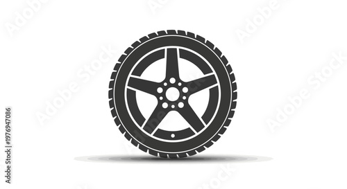 Obraz na płótnie Car tire icon represents a standard automotive wheel design suitable for vehicle maintenance and transportation branding