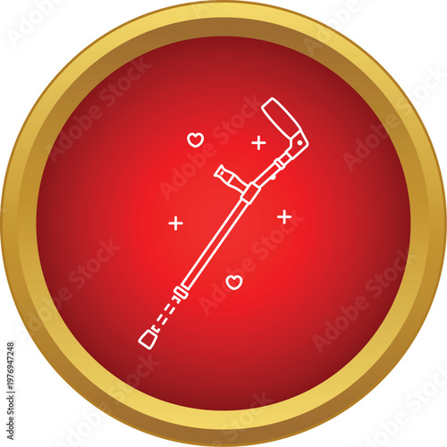 Crutch walking aid icon representing health, recovery, and patient care