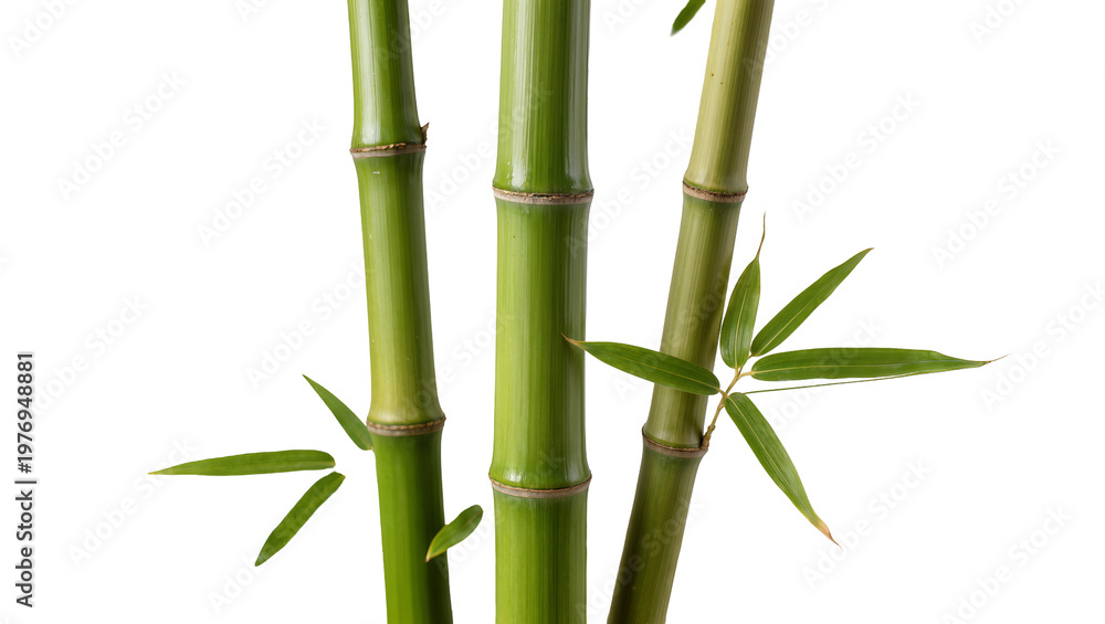 Fototapeta premium Vibrant Green Bamboo Stalks with Delicate Young Leaves