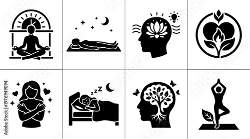 Self-Care & Wellness Silhouette Icons Collection