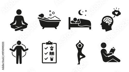 Self-Care & Wellness Silhouette Icons Collection