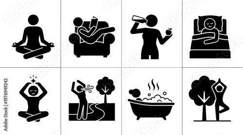 Self-Care & Wellness Silhouette Icons Collection