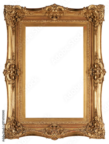 Picture frame in the Baroque style on a transparent background, in PNG format.