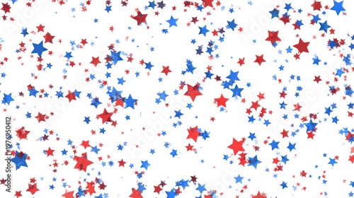 Patriotic Star Confetti Background Red Blue Scatter Celebration