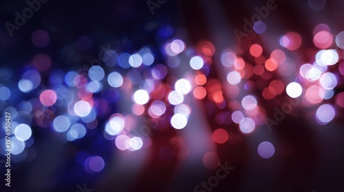 Patriotic Bokeh Lights Background Red Blue Abstract Celebration Glow
