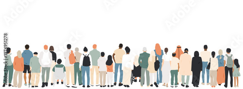 Different people standing together. Crowd concept.