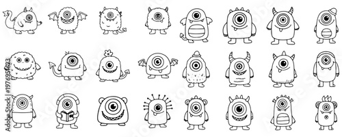 Cute Monster Doodle Collection Set