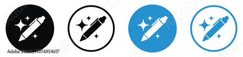 Magic pencil icon with sparkles. Concept for creative editing, retouching, design tools, and smart enhancement. Vector set.