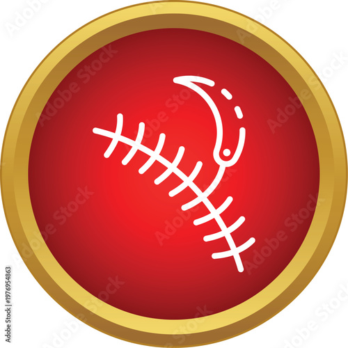 Suture needle and stitches creating an icon for wound closure