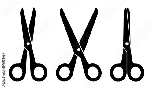 Scissors set tailor barber sewing open closed silhouette