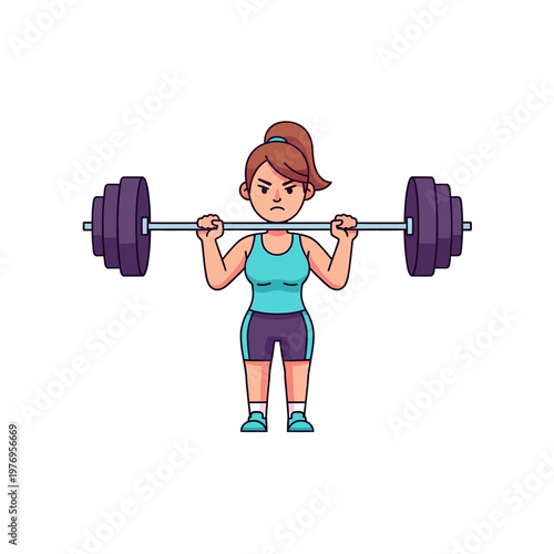 Determined Woman Lifting Heavy Barbell in Gym, Fitness and Strength Training