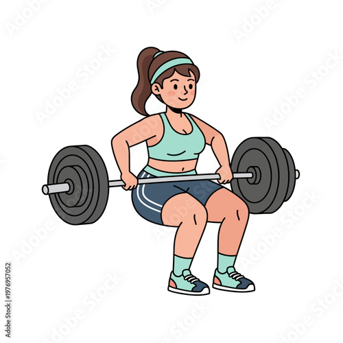 Fit Woman Lifting Heavy Barbell Weight in Gym, Strength Training Exercise