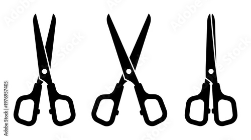 Scissors silhouette open closed tailor barber sewing hair cutter set