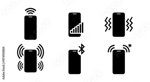 Smartphone icon set, mobile phone signal and vibration vector symbols