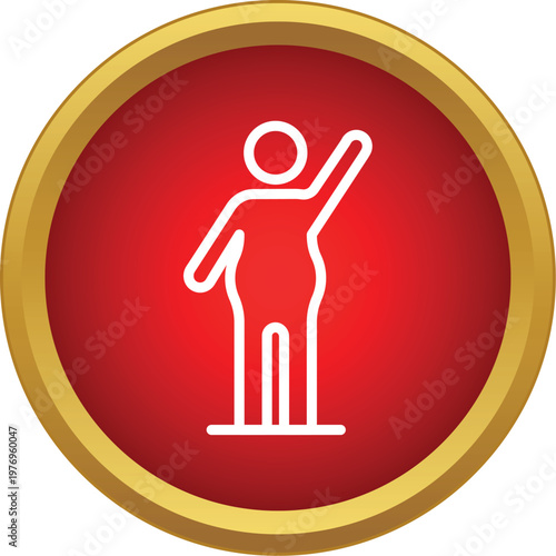Person with extra weight icon symbolizing health problems on a red background