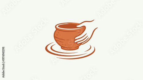 Hands Shaping Clay Pot on Pottery Wheel