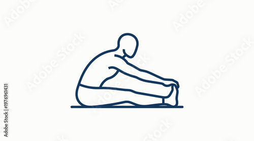 Man Stretching Hamstrings Simple Line Art Icon