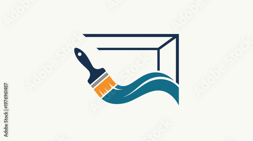 Paintbrush Painting a Wave into a Corner