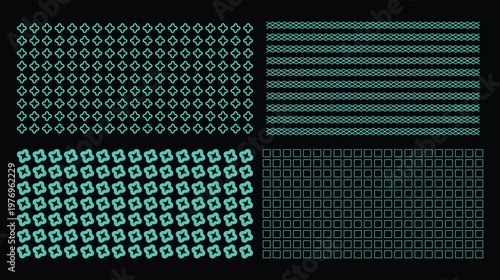 Collection of green geometric patterns on for design