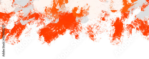 Photography Vibrant orange and grey abstract ink wash splatter background, messy grunge wate