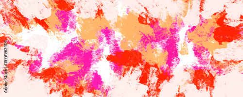 Fotografie Bright pink orange and red abstract thick paint dab texture, messy acrylic brush