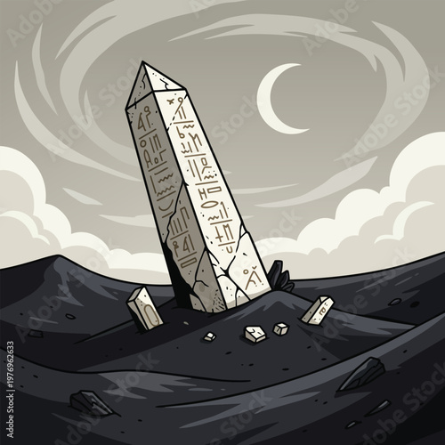 Ancient Egyptian Obelisk Stone Monument Closeup.