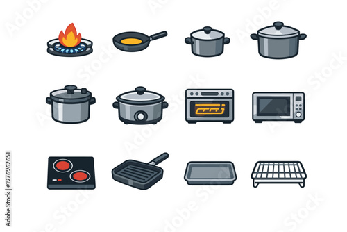 Image generation cooker icon pan pressure frying oven simple roasting rack microwave