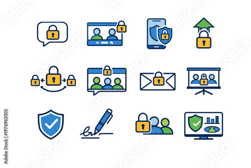Secure arrow room signature simple vector screen conference call generation security icon