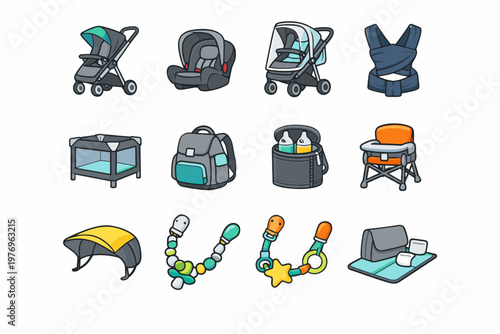 Changing bag vector seat simple pacifier image strap cover toy chair icon