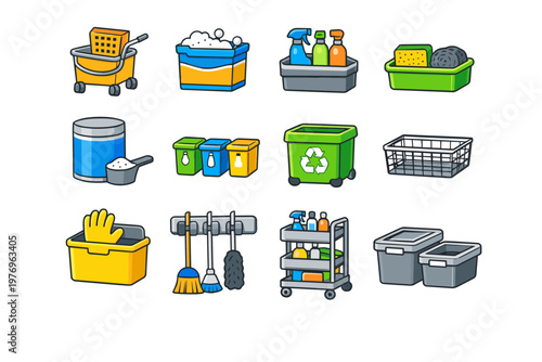 Icon storage rack trash generation simple holder image container cleaning bins powder