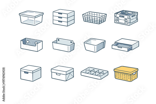 Generation vector simple compact icon corner bin image open drawer modular wall