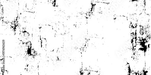 Black and white grunge texture, heavy grit and distressed stipple effect, sparse ink splatter on a stark white background and scratch wall design. minimalist abstract noise, grainy photocopy texture.